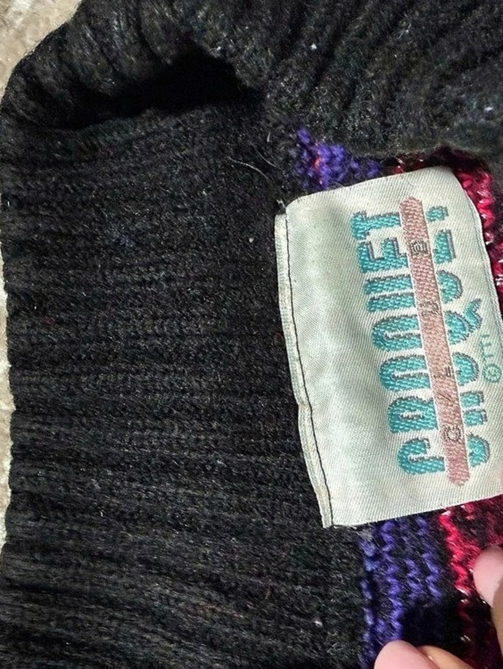 Authentic Vintage Croquet Club Geometric Crewneck Sweater in Black & Purple Like - Picture 9 of 9